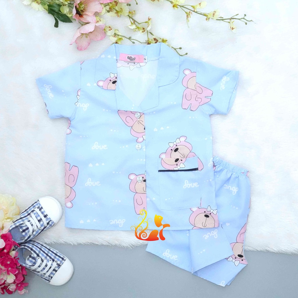 Đồ Mặc Nhà &quot;Gấu hồng - Sove&quot; Pijama Kate Thái - Cho Bé 8 - 38kg.