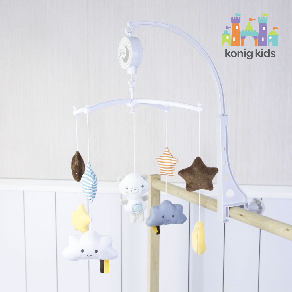 Đồ chơi treo nôi cũi phát nhạc, xoay 360 độ Konig Kids 1021-KK-63605A, nhạc ru ngủ cho con yêu ngon giấc