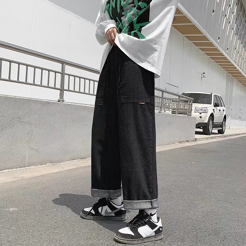 Quần Jeans Dài Ống Rộng Phong Cách Retro Hàn Quốc Dành Cho Nam Giới