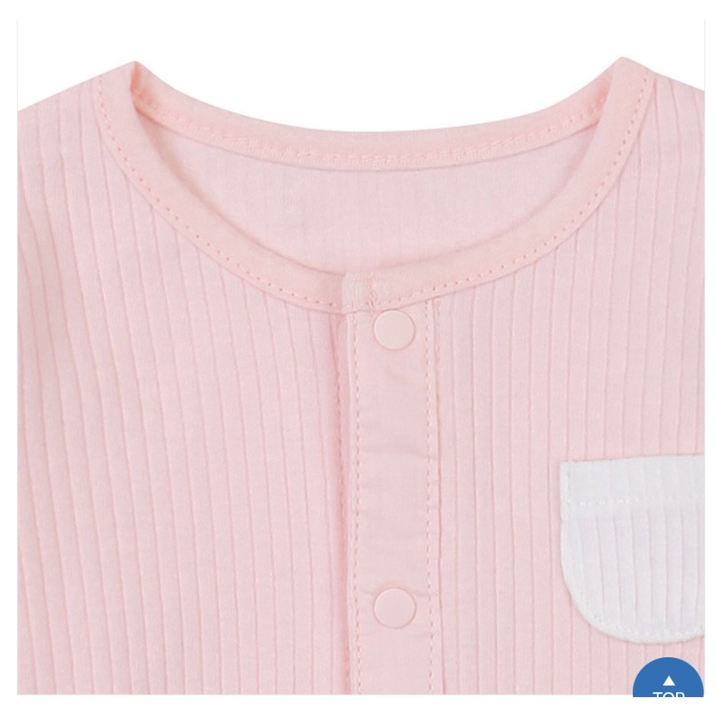 Body dài tay cài thẳng  Ettoi thun tăm túi ngực trắng Nga Fish B7DT5