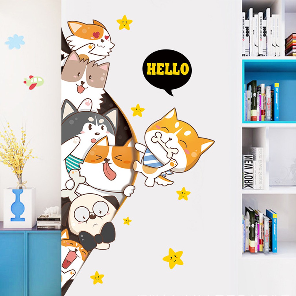Decal dán tường cho bé yêu, sticker dán tường cho bé vừa chơi, vừa học Mẫu Mèo Hello C25