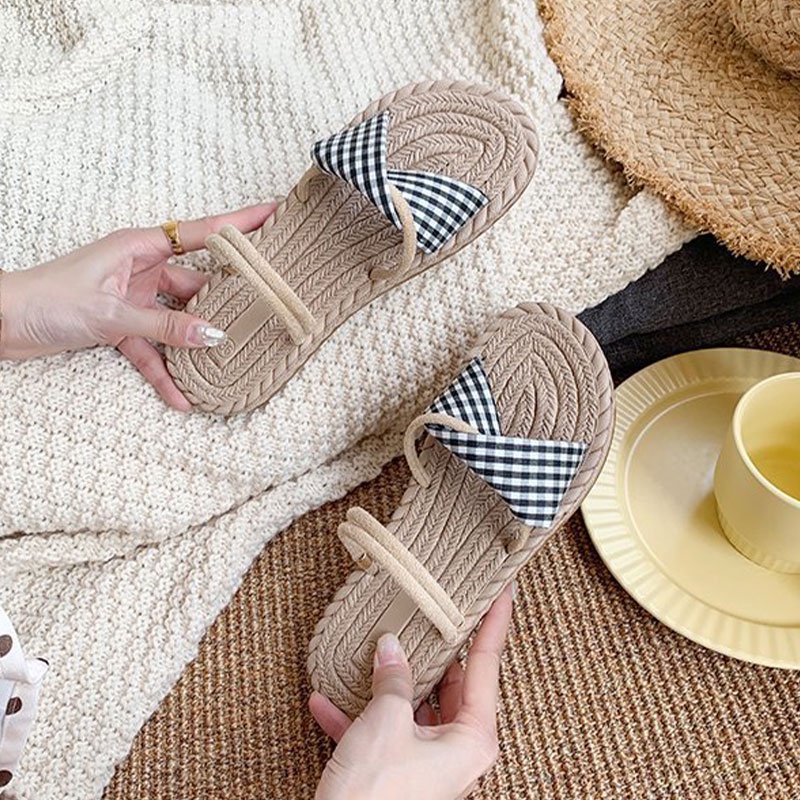 Dép sandal RENBEN hở ngón đế bằng phong cách Hàn Quốc thời trang xinh xắn dành cho nữ