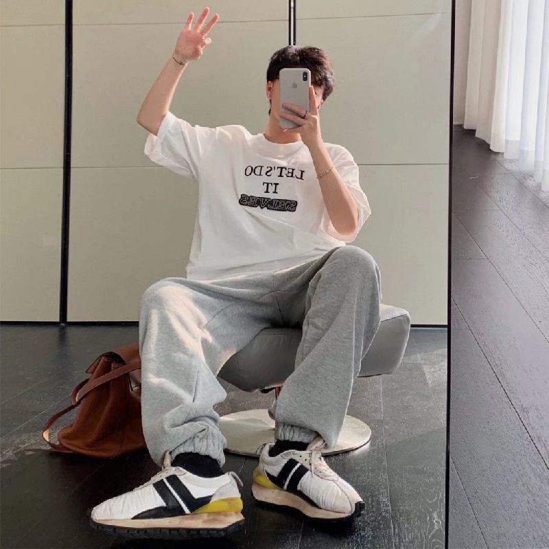 Áo Thun Tay Ngắn Cổ Tròn In Chữ Thoải Mái Thời Trang Cho Nam