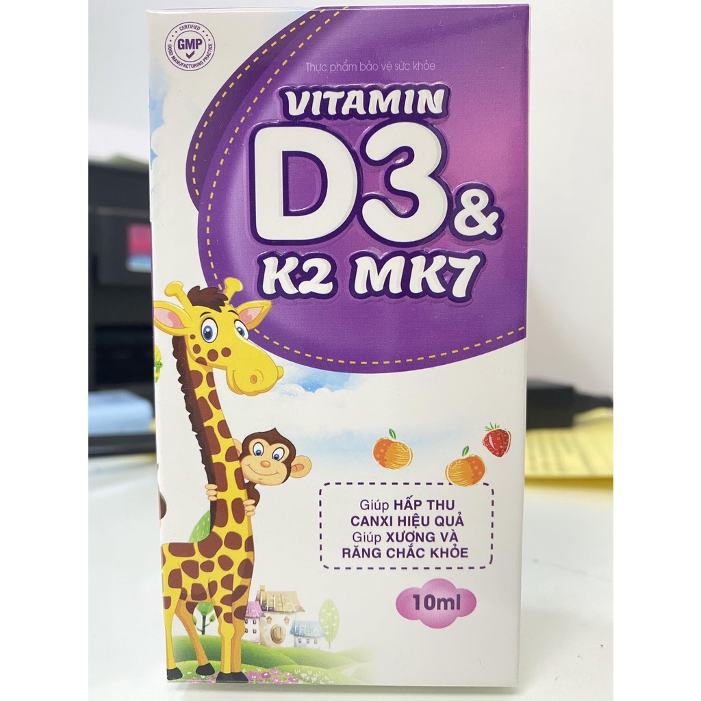 Vitamin D3k2 MK7.Tăng Cường Hấp Thu Canxi Giúp Xương Răng Chắc Khỏe .Lọ 10ml