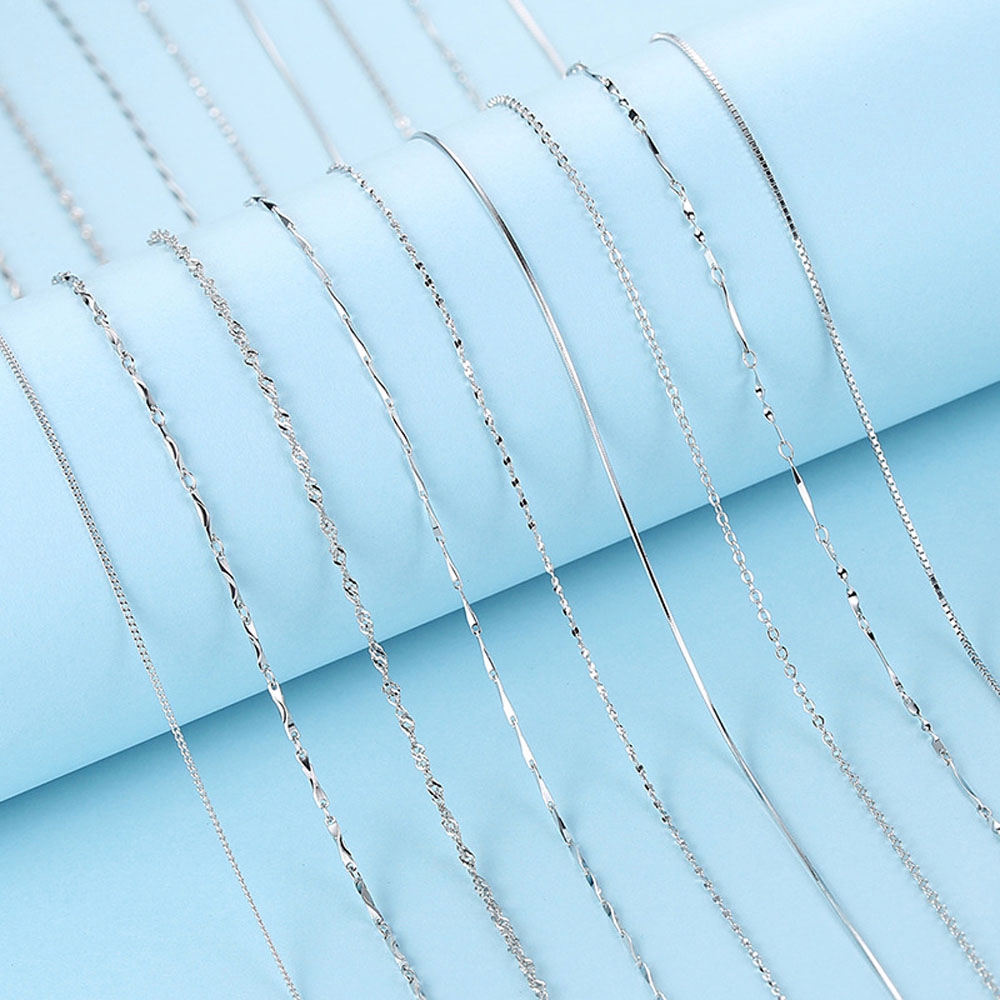 MXMUSTY Platinum plated Woman Water-wave 40cm Snake Chain Chain