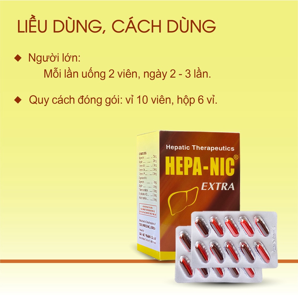 Viên uống hỗ trợ chức năng gan Hepa-Nic Extra hộp 60 viên