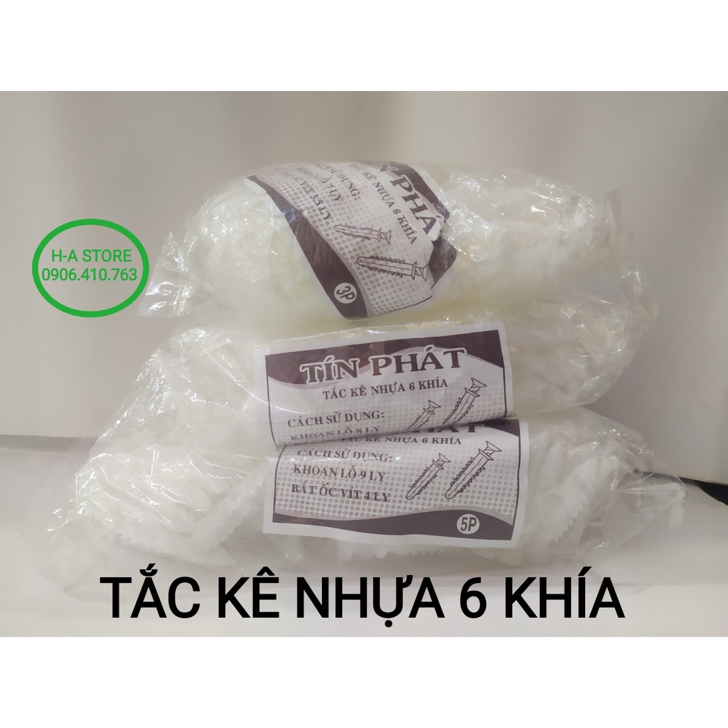 Tắc kê nhựa 6 khía Tín Phát 3p / 4p / 5p / 6p bịch 100 con