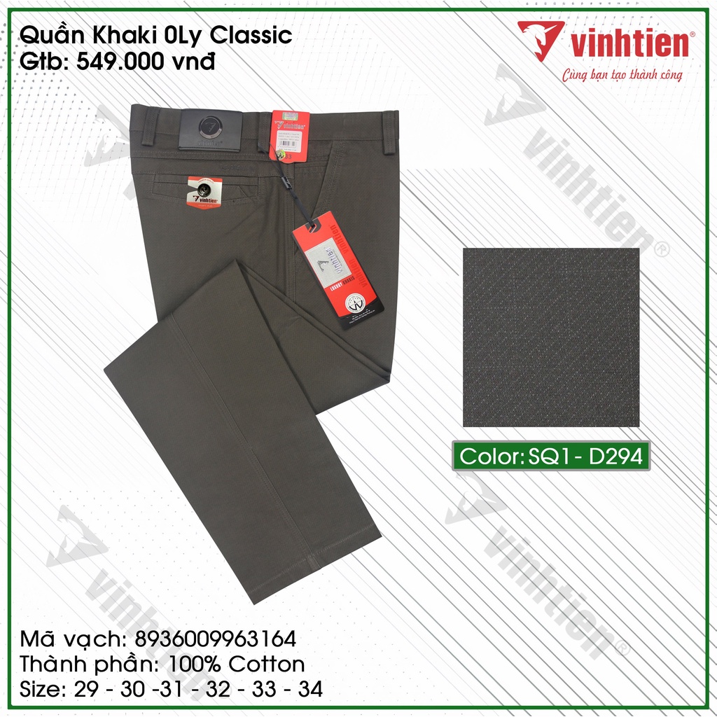 Quần Kaki Trung Niên 0ly Classic Vải Cotton Vĩnh Tiến 549