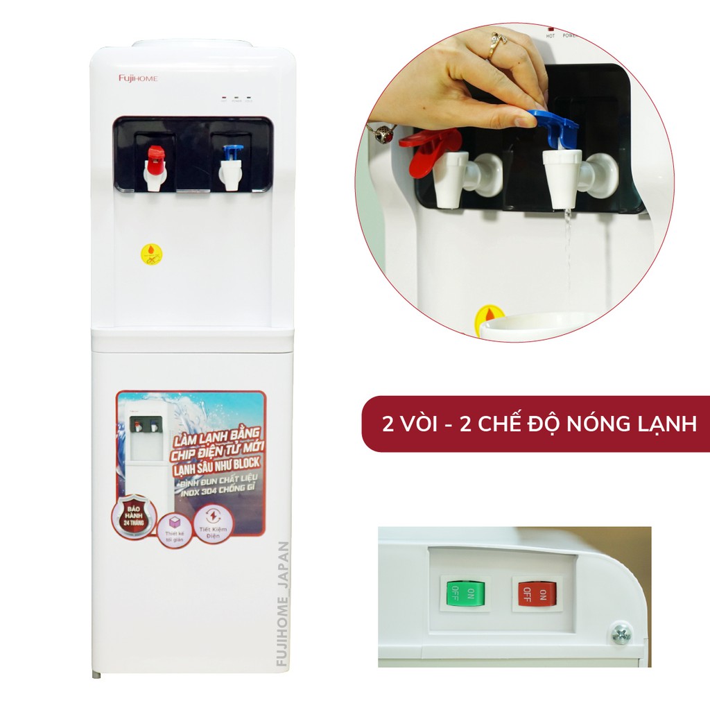 Cây nước nóng lạnh Nhập Khẩu Nhật Bản Fujihome WD5320E tiết kiệm điện, bình tủ máy nước nóng lạnh mini dispenser water