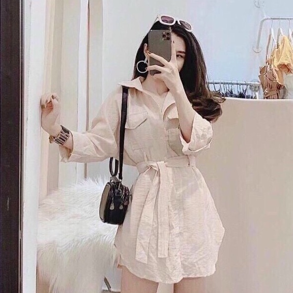 Sét bộ nữ tay dài cột dây eo xinh xắn, đáng yêu, phù hợp mặc đi chơi, dạo phố, lôi quấn mọi góc nhìn