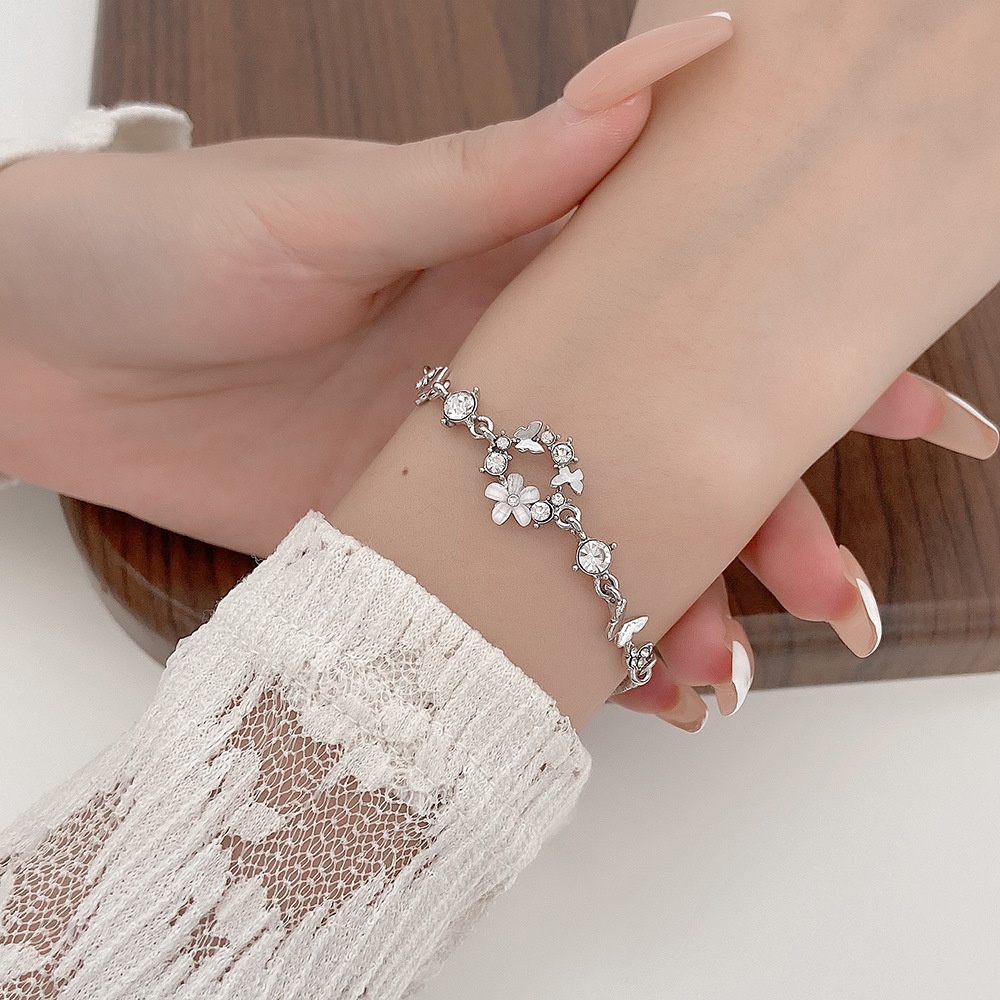 Vòng Tay Đính Đá Zircon Nhân Tạo Bằng Hợp Kim Thời Trang Hàn Quốc Cho Nữ
