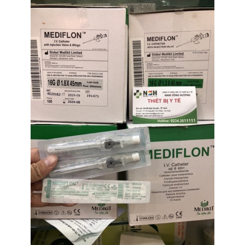 ✅Hộp 100 cây Kim luồn tĩnh mạch kim CATHETER tiêm truyền tĩnh mạch Medikit Mediflon Ấn Độ size số 14G 18g 20 22g 24g 26G