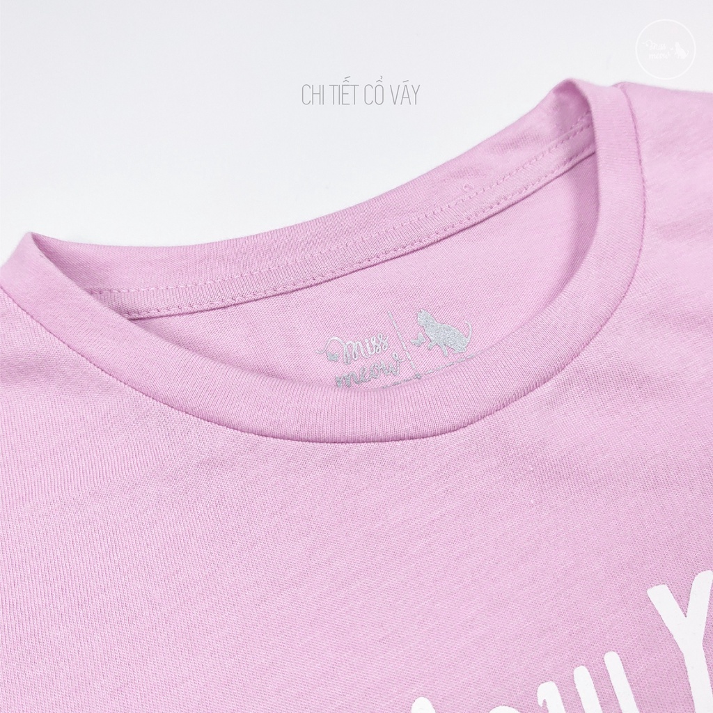 Váy Bé Gái Miss Meow, Đầm Cho Bé Chất Cotton Bèo Gấu In Cá Nhỏ Size Đại 3-11 Tuổi