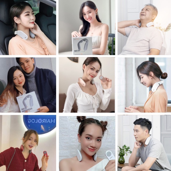 REBORN-Máy Massage 360 độ Cổ/Vai/Gáy Hàn Quốc, sưởi ấm hồng ngoại 4 chế độ, Bảo hành 1 năm, Chính Hãng