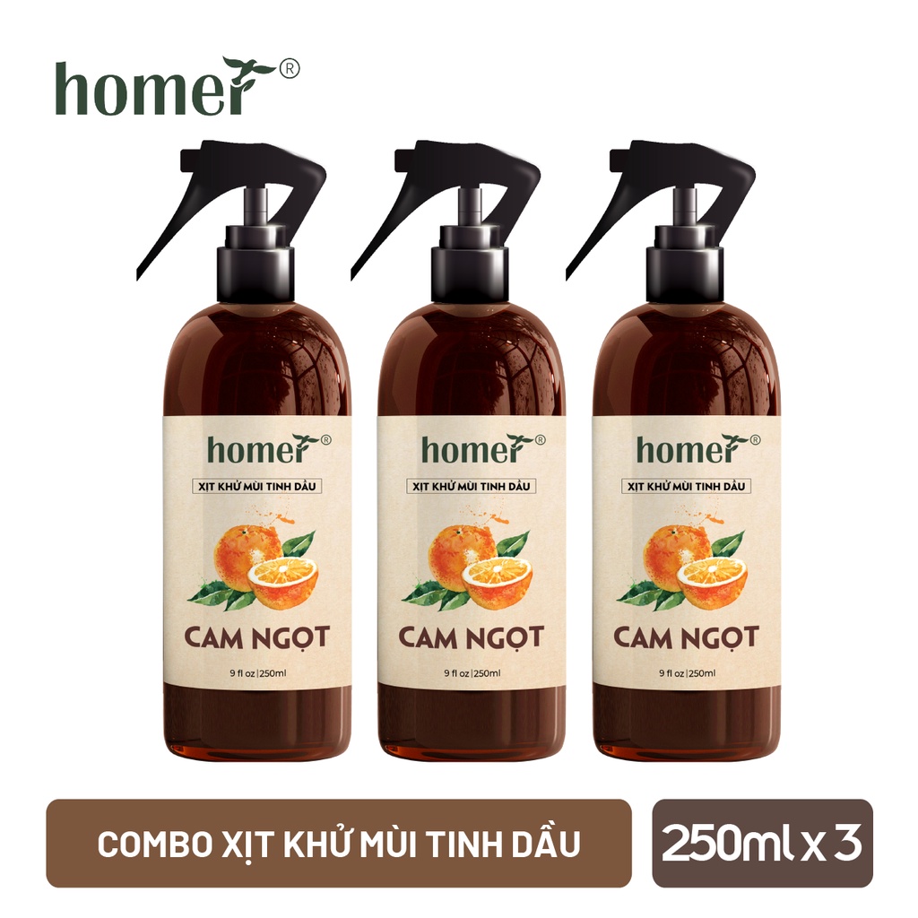 Combo 3 xịt khử mùi thơm phòng Cam Ngọt Homer 100ml/ chai