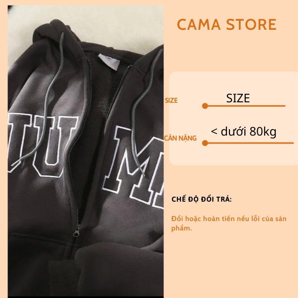 Áo khoác nỉ nữ hoodie form rộng cute hàn quốc CaMa Store M405