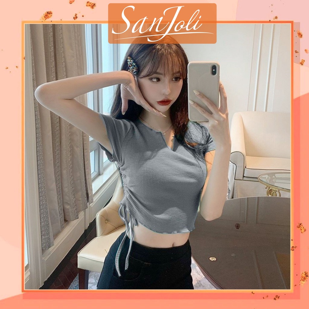 Áo Croptop Ôm Body LOKOSA Áo Kiểu Croptop Sexy Nữ Tay Ngắn Cột Dây Đẹp Bánh Bèo  Hàn Quốc AO035