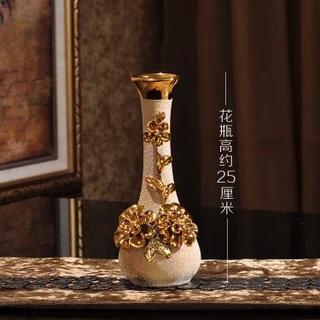 Bình hoa gốm sứ màu vàng kim