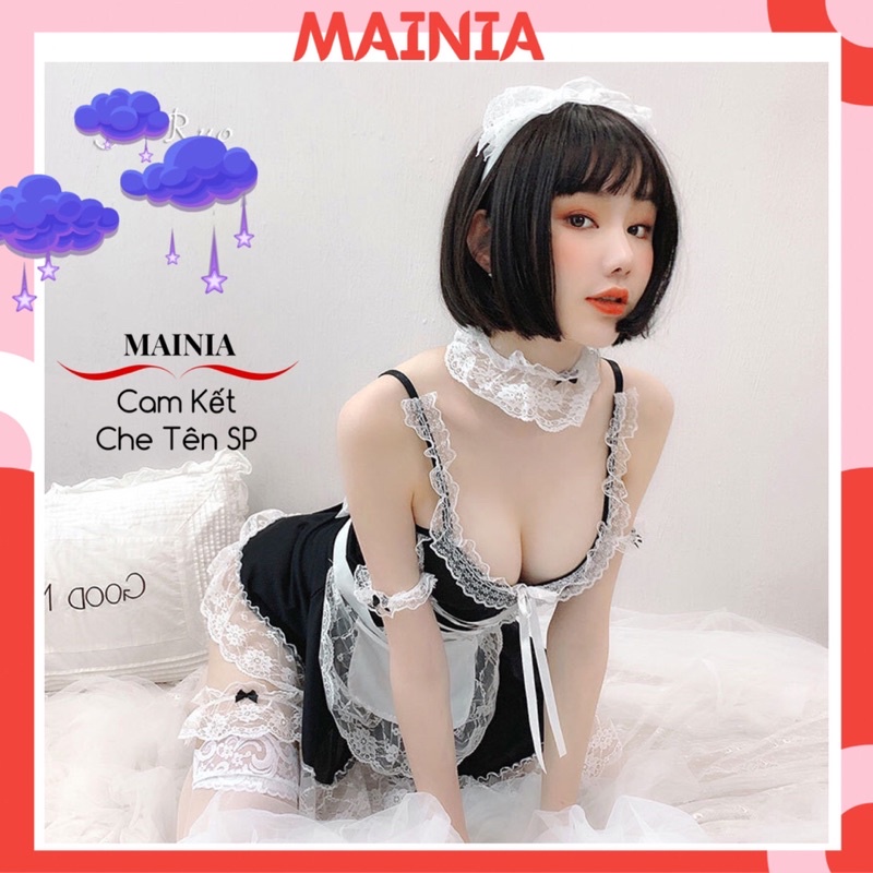 Cosplay hầu gái sexy anime maid cute - Váy đầm ngủ cosplay cô hầu bàn tạp dề trăng gợi cảm Mainia Shop