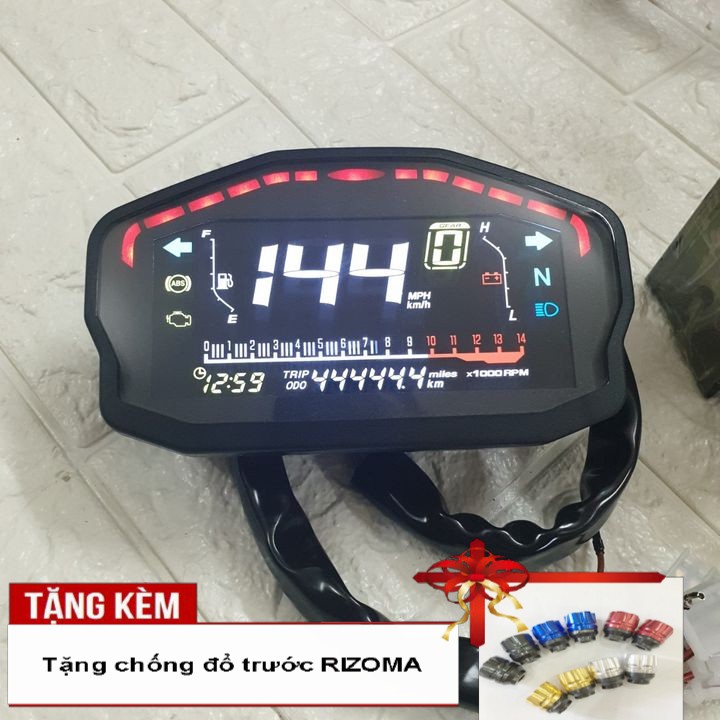 Đồng hồ điện tử xe máy DUCATI  - Đồng hồ điện tử LCD xe DUCATI - Tặng ngay đôi chống đổ răng cưa - B2098