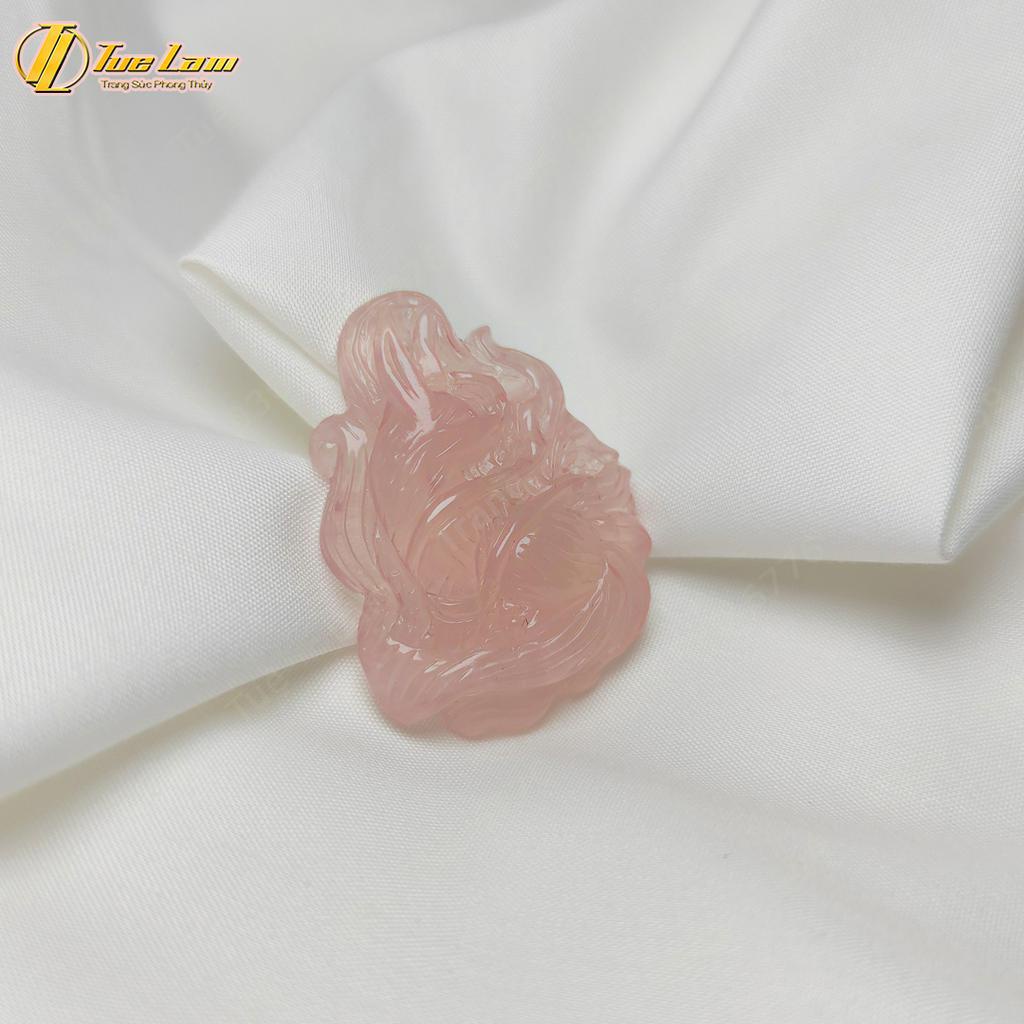 Dây chuyền nữ hồ ly chúa 9 đuôi dải lụa thạch anh hồng hợp mệnh hỏa thổ trợ duyên may mắn - Tuệ Lâm