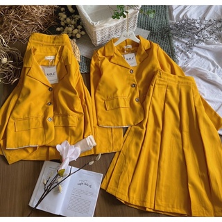 Set áo Vest kèm chân váy xếp ly