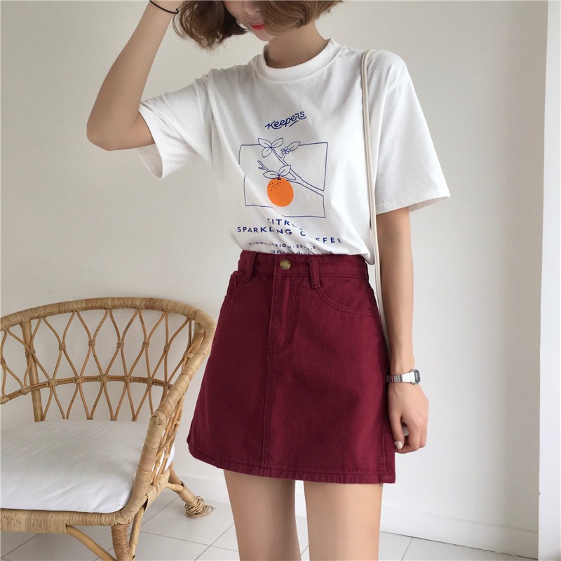 Chân váy jean chữ a mini Emilyshop