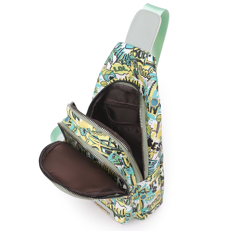 Túi đeo chéo vai bằng da mềm in họa tiết graffiti phong cách harajuku đơn giản đa năng dành cho nữ