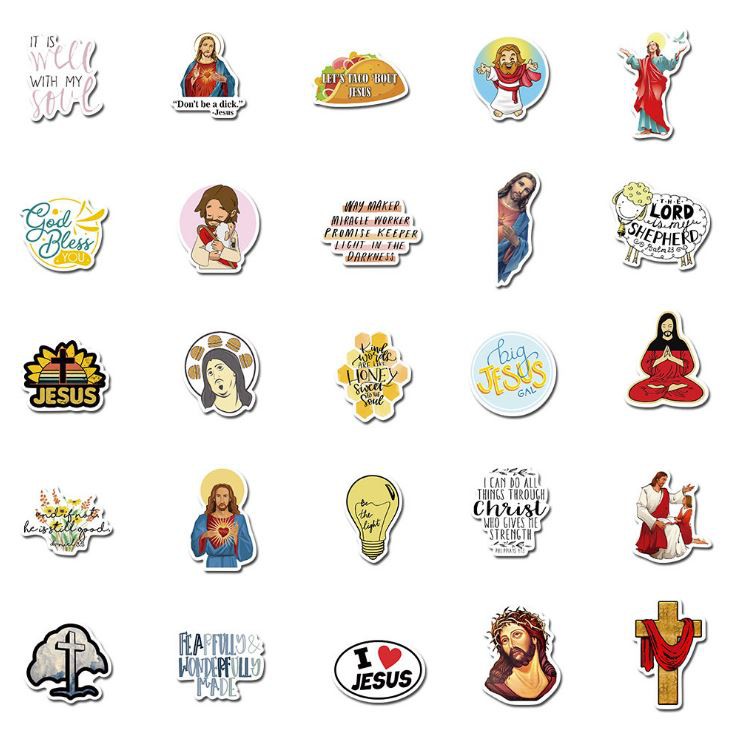 Sticker CHÚA JESUS nhựa PVC không thấm nước, dán nón bảo hiểm, laptop, điện thoại, Vali, xe, Cực COOL #121