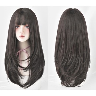 Tóc Giả Nữ Nguyên Đầu Cao Cấp Dáng Lửng Layer Tỉa Đuổi siêu hót