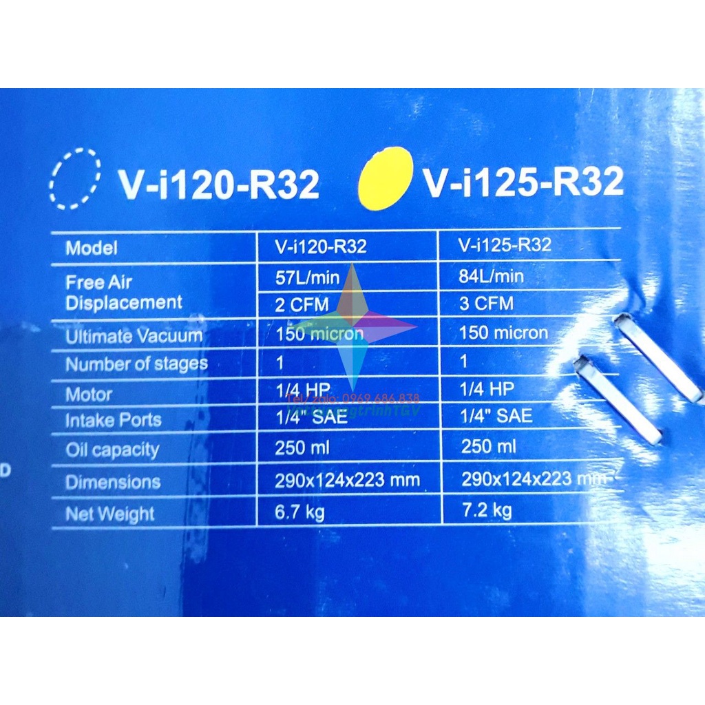 Máy hút chân không VALUE V-i125-R32 công suất 3.0 CFM