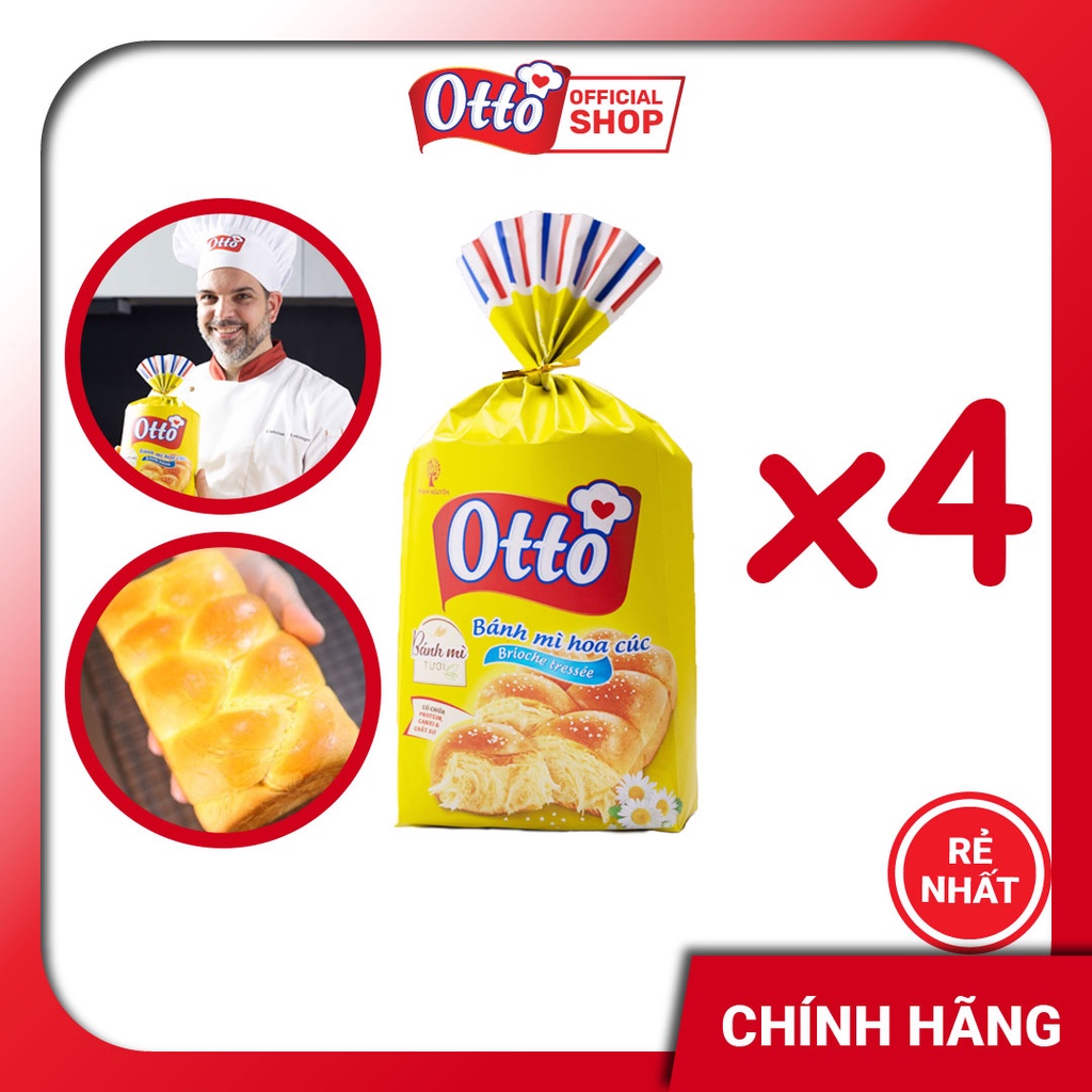 CHÍNH HÃNG Combo 4 Bịch Bánh mì Hoa Cúc Otto - Otto Brioche Tressée 300g