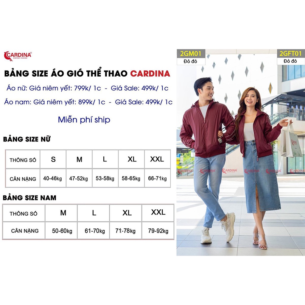 Áo khoác gió nam 𝐂𝐀𝐑𝐃𝐈𝐍𝐀 2 Lớp Lót Lưới Cao Cấp Siêu Nhẹ Cản Gió Giữ Nhiệt Cản Bụi Chống Nước 2GM