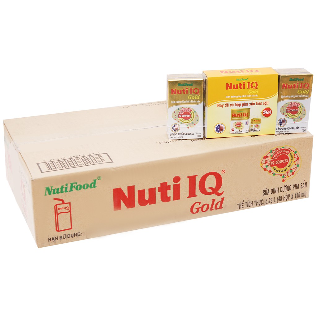 Thùng sữa bột pha sẵn Nuti IQ Gold 110ml (48 hộp)