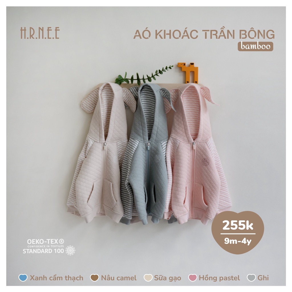 [CHÍNH HÃNG] Áo khoác có mũ trần bông trẻ em Hrnee