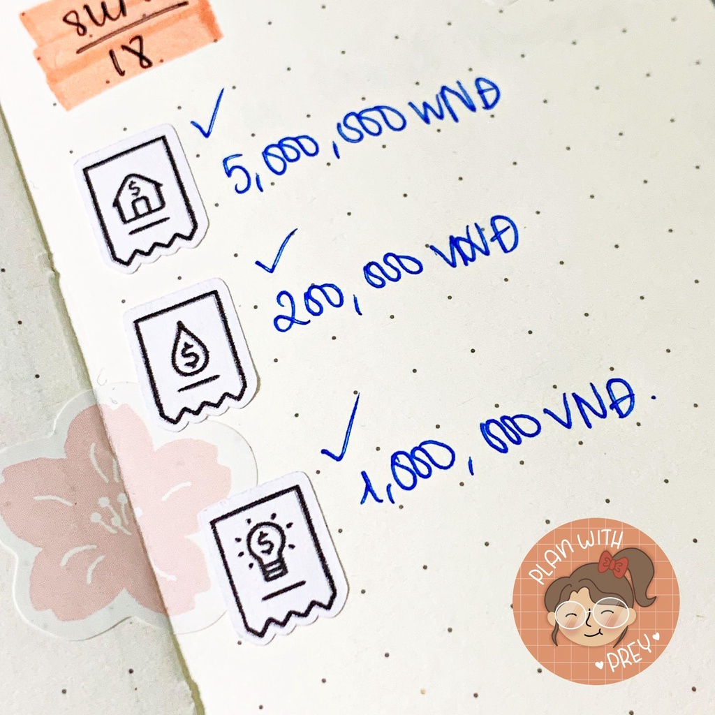 Sticker lập kế hoạch chi tiêu cá nhân | Budget Sticker Planner | Designed by Plan With Prey