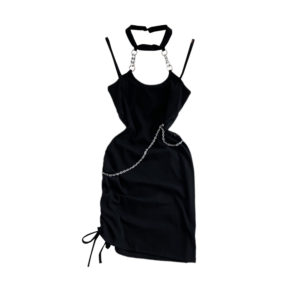 🌸Hàng Order🌸 Váy Đầm 2 Dây Phối Xích Cách Điệu Body Dây Rút Hông Sexy Nữ Tính🌸Hàng Quảng Châu