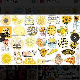 Set sticker PVC chống thấm chủ đề màu vàng yellow