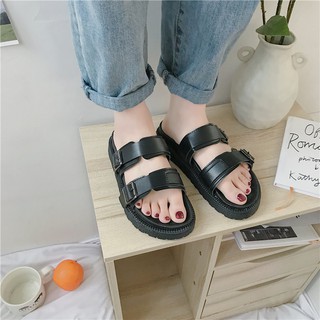 Dép sandal nữ đế bánh mì 2 quai ngang phong cách Hàn Quốc năng động