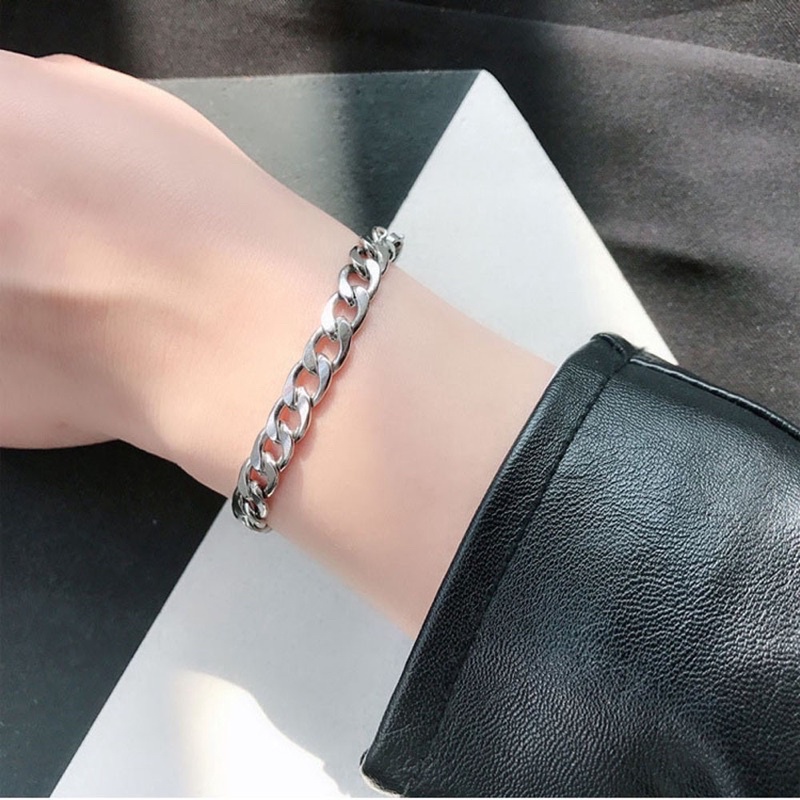 Vòng Tay Nam Thép Titan Không Gỉ Mắt Xích Đơn Cá Tính - Lắc Tay Unisex