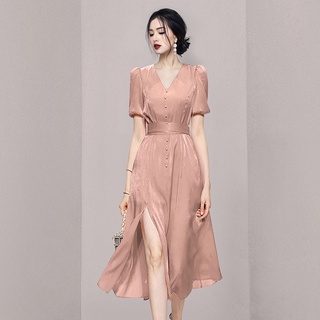 Đầm dài cổ chữ v phối lưới chiết eo thời trang cao cấp dành cho nữ 