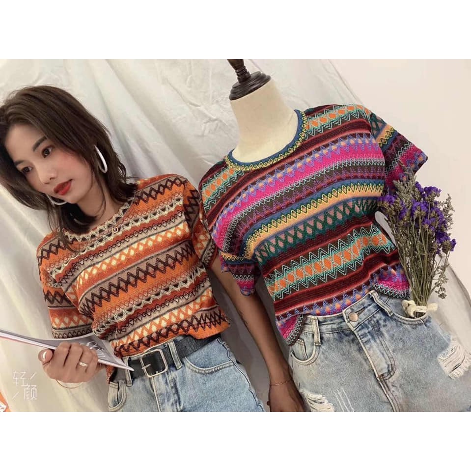 ÁO CROP THỔ CẨM DÀY ĐẸP