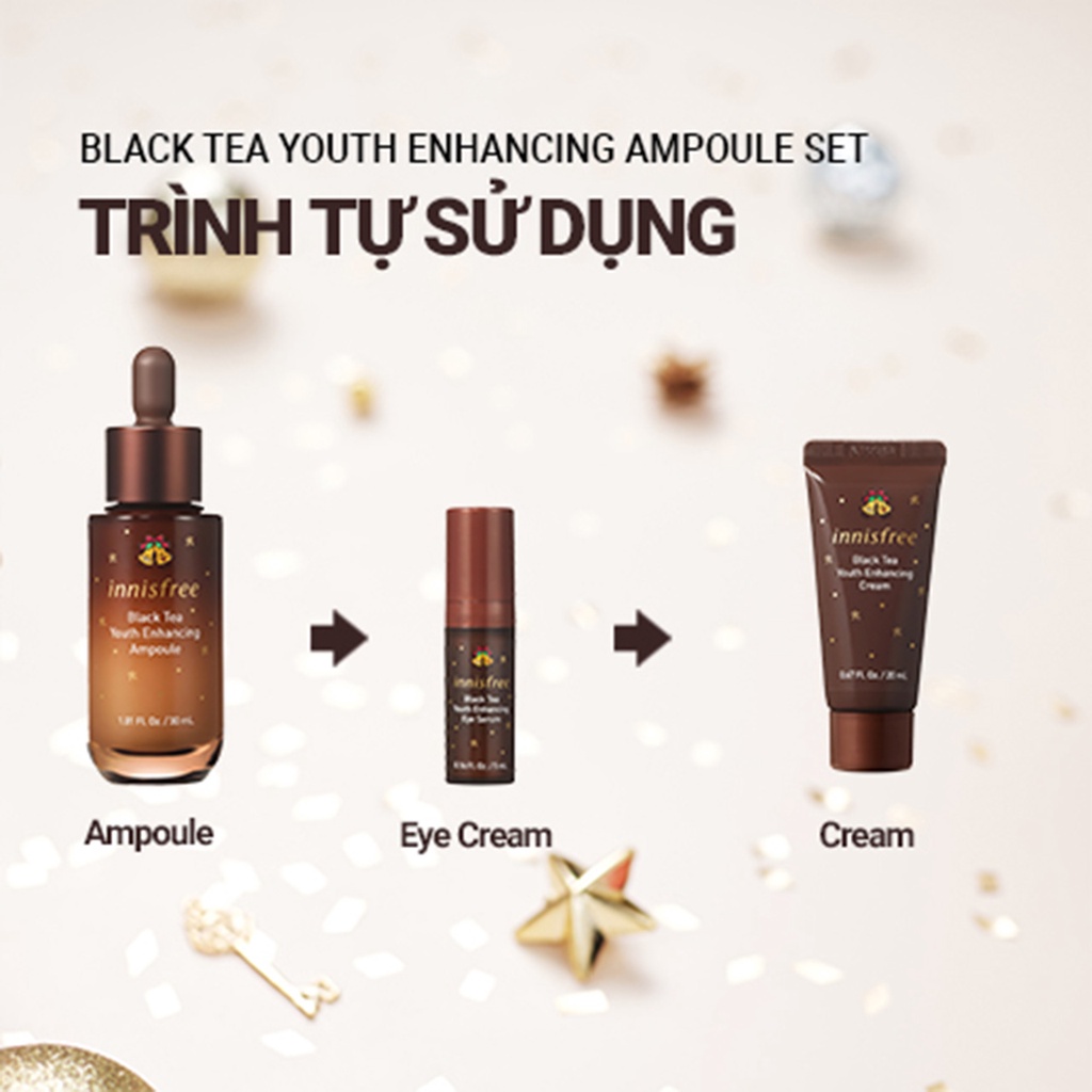 (Quà tặng) Bộ sản phẩm chống lão hóa trà đen Innisfree Black Tea Youth Enhancing Ampoule Set