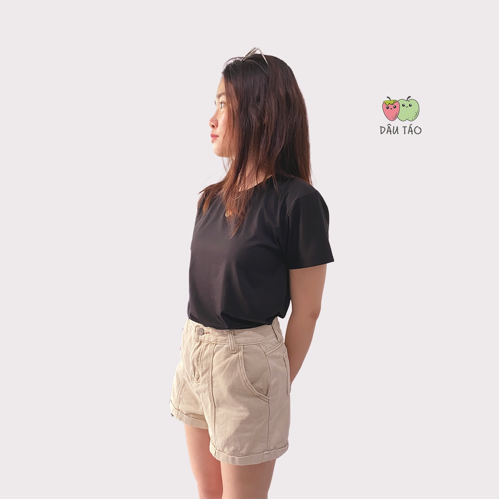 Áo thun đen cotton nam nữ form suông co dãn 4 chiều, thoáng mát unisex, không xù lông, phôi áo phông in PET chuyển nhiệt