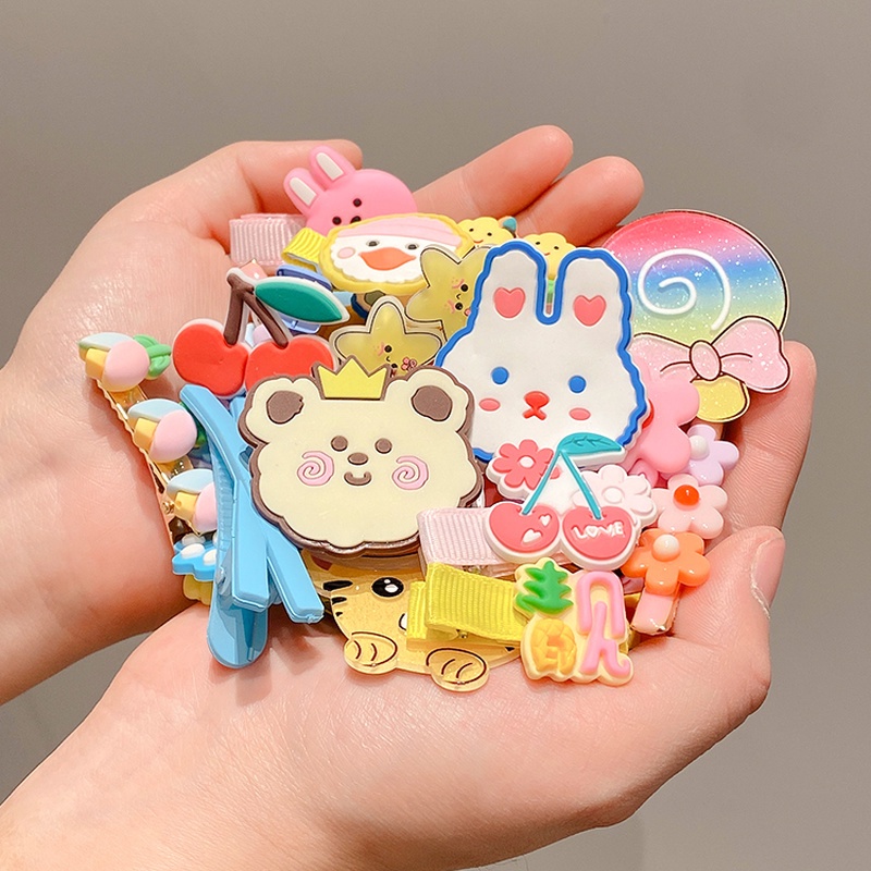 Bộ 14 Kẹp Tóc Acrylic Kiểu Dáng Hoạt Hình Phong Cách Hàn Quốc Dễ Thương