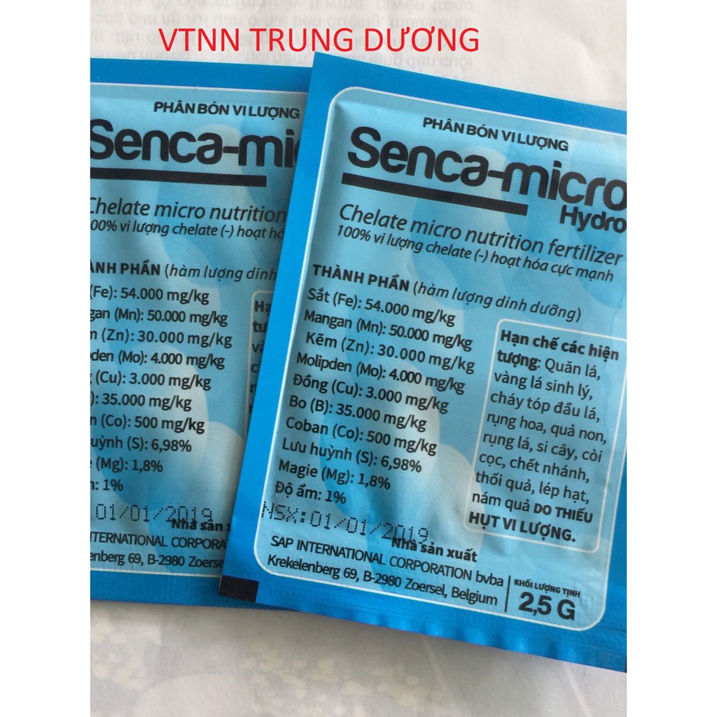 COMBO 1O GÓI PHÂN BÓN VI LƯỢNG SENCA-MICRO HYDRO 2.5gr