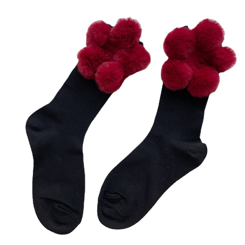 Vớ Lông Nhung Họa Tiết Hoa / Trái Tim 3D Phong Cách Lolita Vintage Nhật Bản Dành Cho Nữ