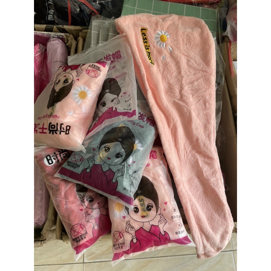 Khăn quấn ủ tóc hoa cúc