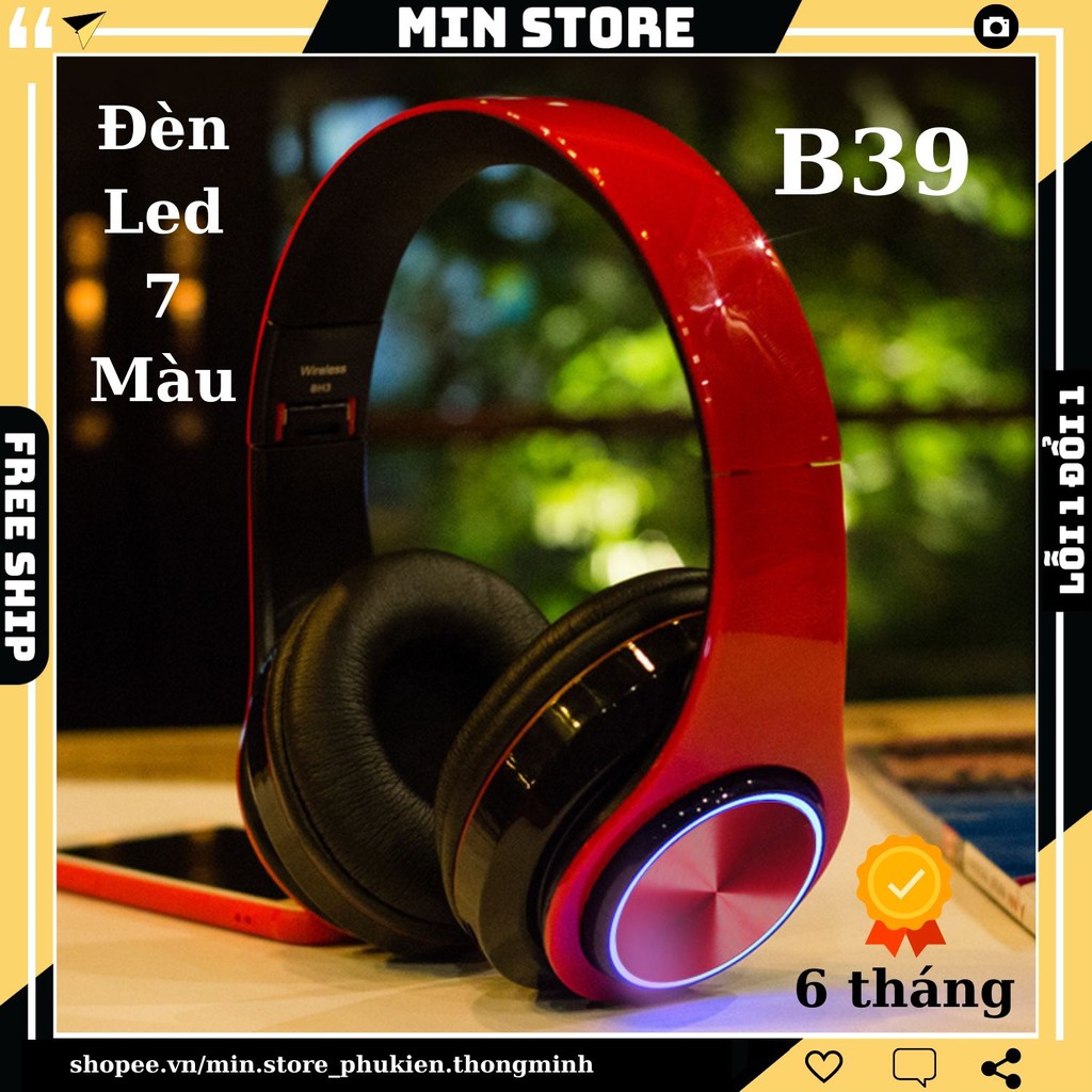 Tai Nghe Không Dây Bluetooth B39 - Đèn Led - V5.0 -  Hàng Nhập Khẩu - Min STORE