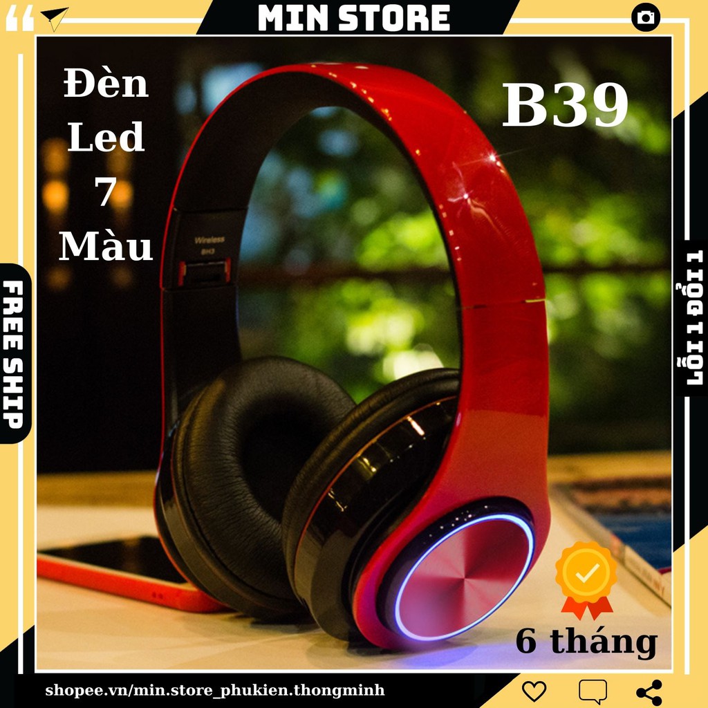 [ SIÊU PHẨM ] - Tai Nghe Không Dây Bluetooth B39 - Đèn Led - V5.0 -  Hàng Nhập Khẩu - Min STORE